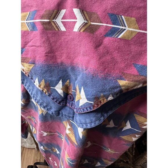 Vtg Adobe Rose Western Button-Up Shirt 1X Aztec Brushpopper Long Sleeve Cotton - Picture 5 of 15